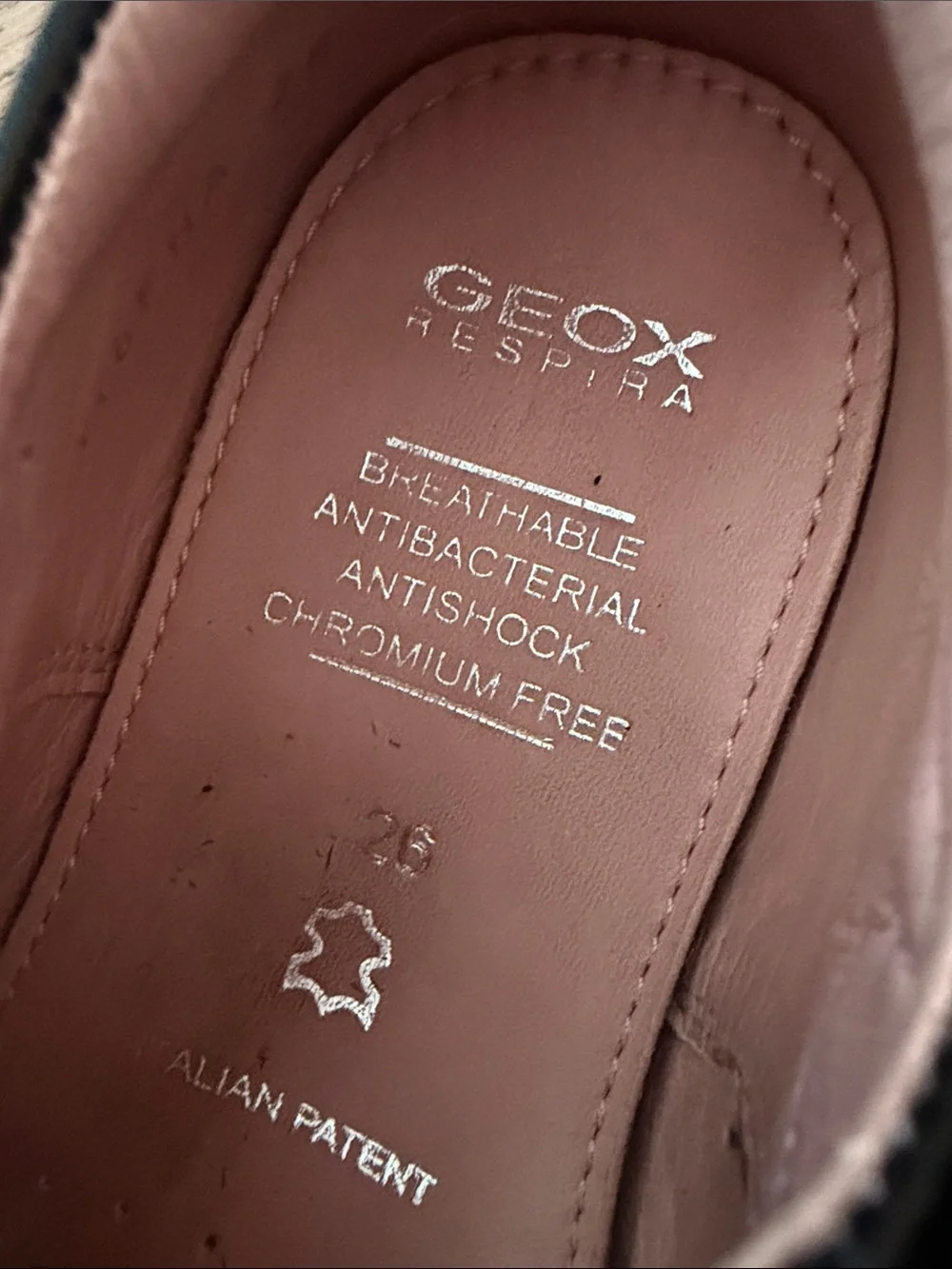 GEOX Respira Girls Black Patent Mary Jane non-marking Anti-shock Shoes EUR sz 26